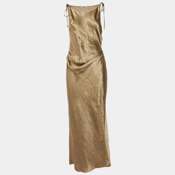 ACNE STUDIOS Crinkled Satin Dress - 36 Brown - Picture 1 of 5